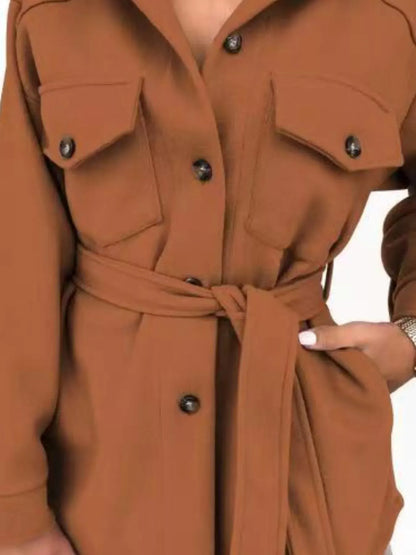 Button-Down Tie Waist Coat The Nichole Collection