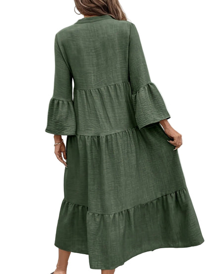 Button Front Tiered Midi Dress THE NICHOLE COLLECTION - Official Site