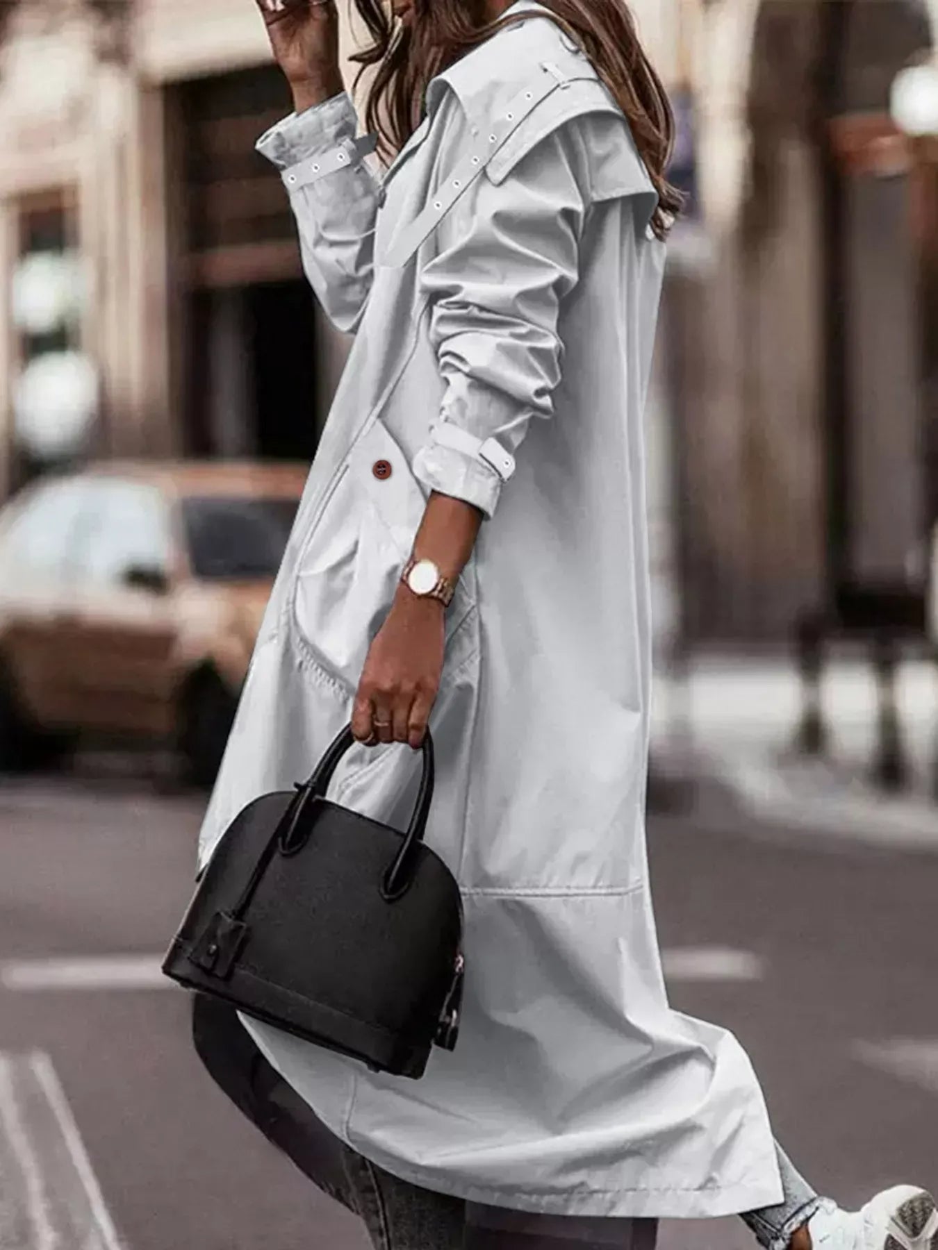 Button Up Hooded Longline Trench Coat The Nichole Collection
