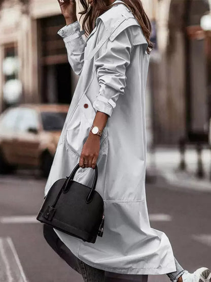 Button Up Hooded Longline Trench Coat The Nichole Collection