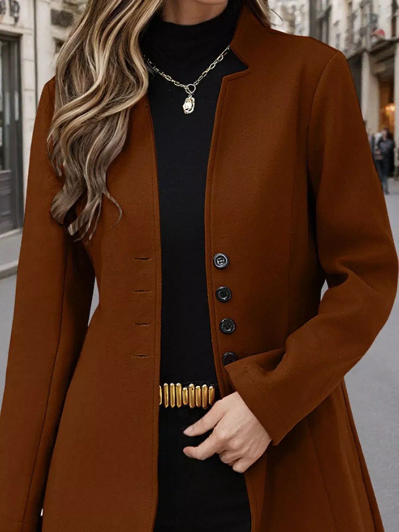 Button Up Long Sleeve Coat The Nichole Collection