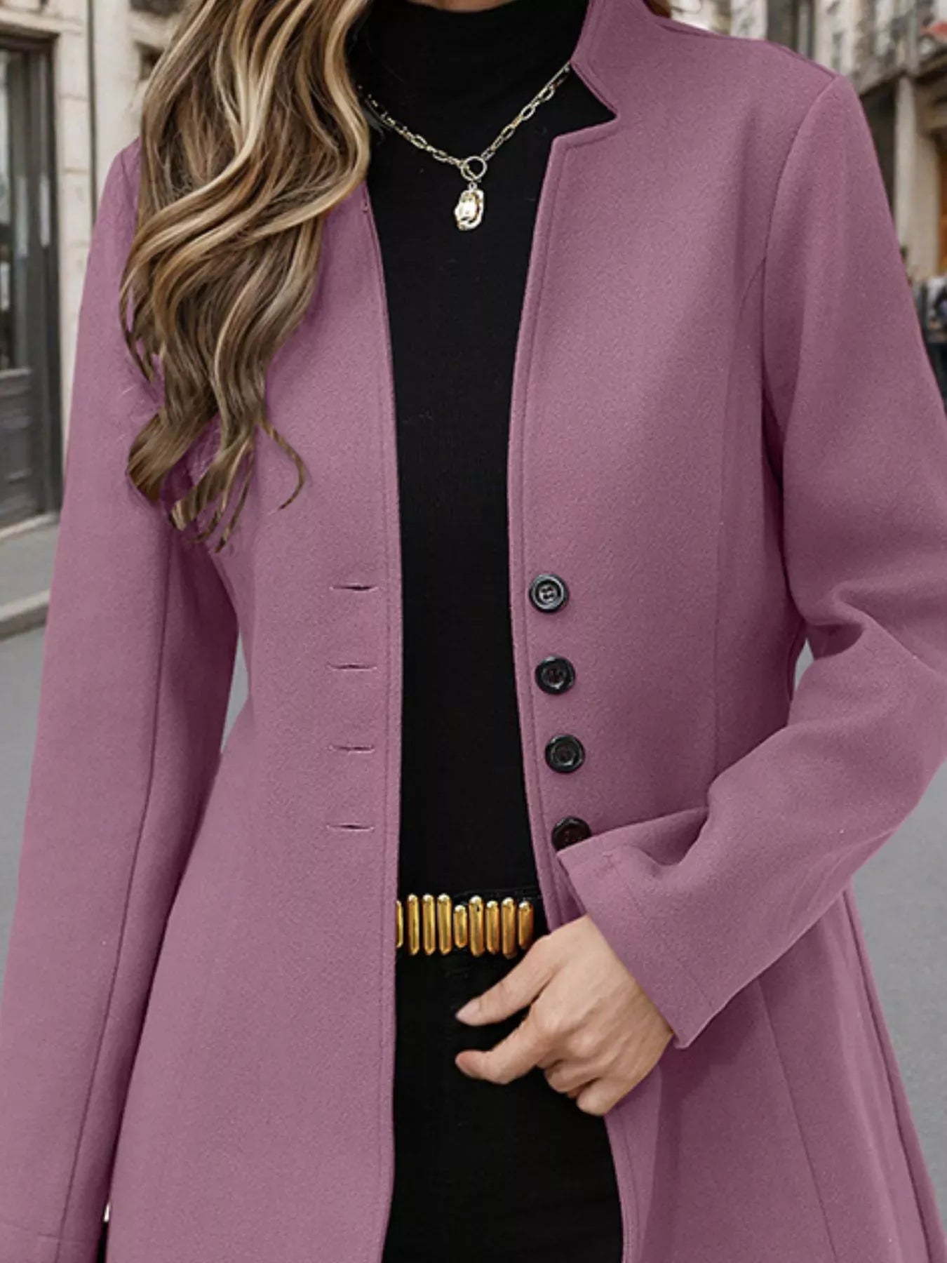 Button Up Long Sleeve Coat The Nichole Collection