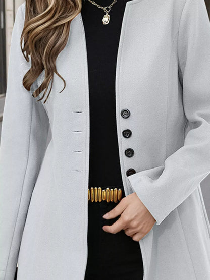 Button Up Long Sleeve Coat The Nichole Collection