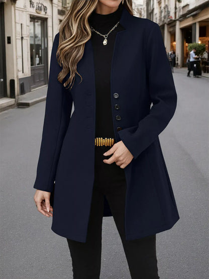 Button Up Long Sleeve Coat Royal Blue / S The Nichole Collection