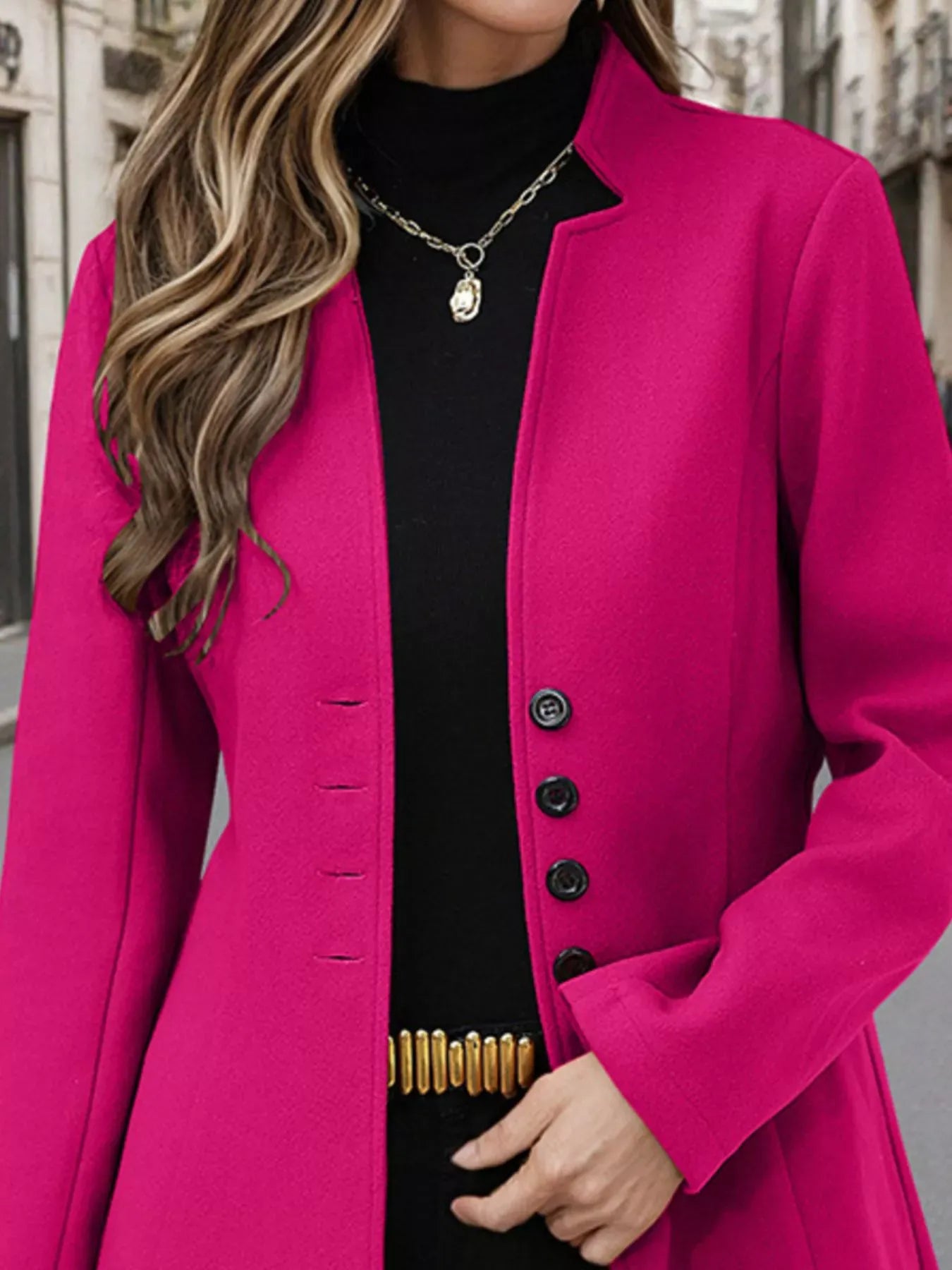 Button Up Long Sleeve Coat The Nichole Collection