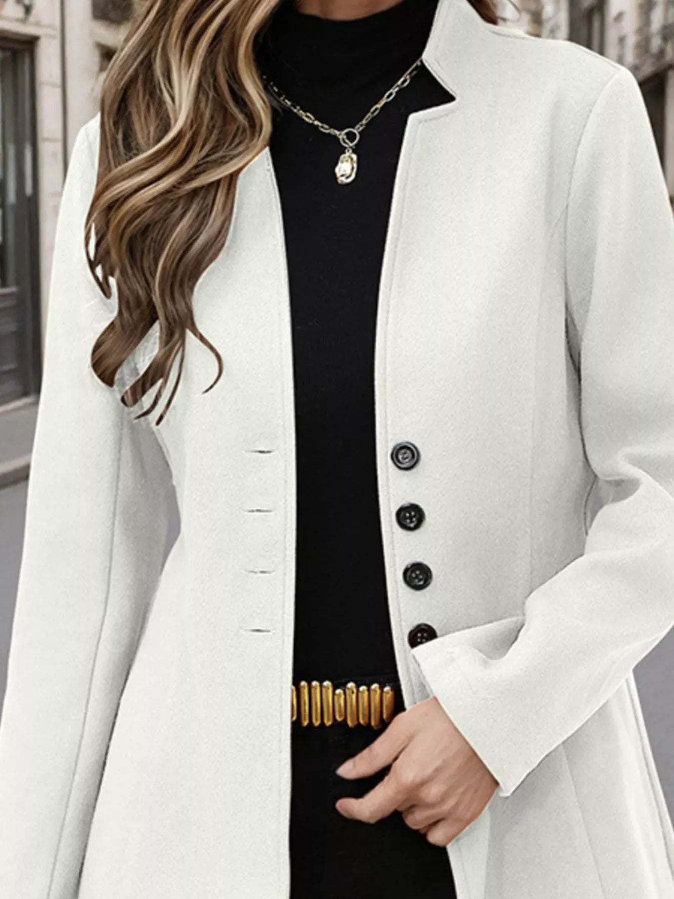 Button Up Long Sleeve Coat The Nichole Collection