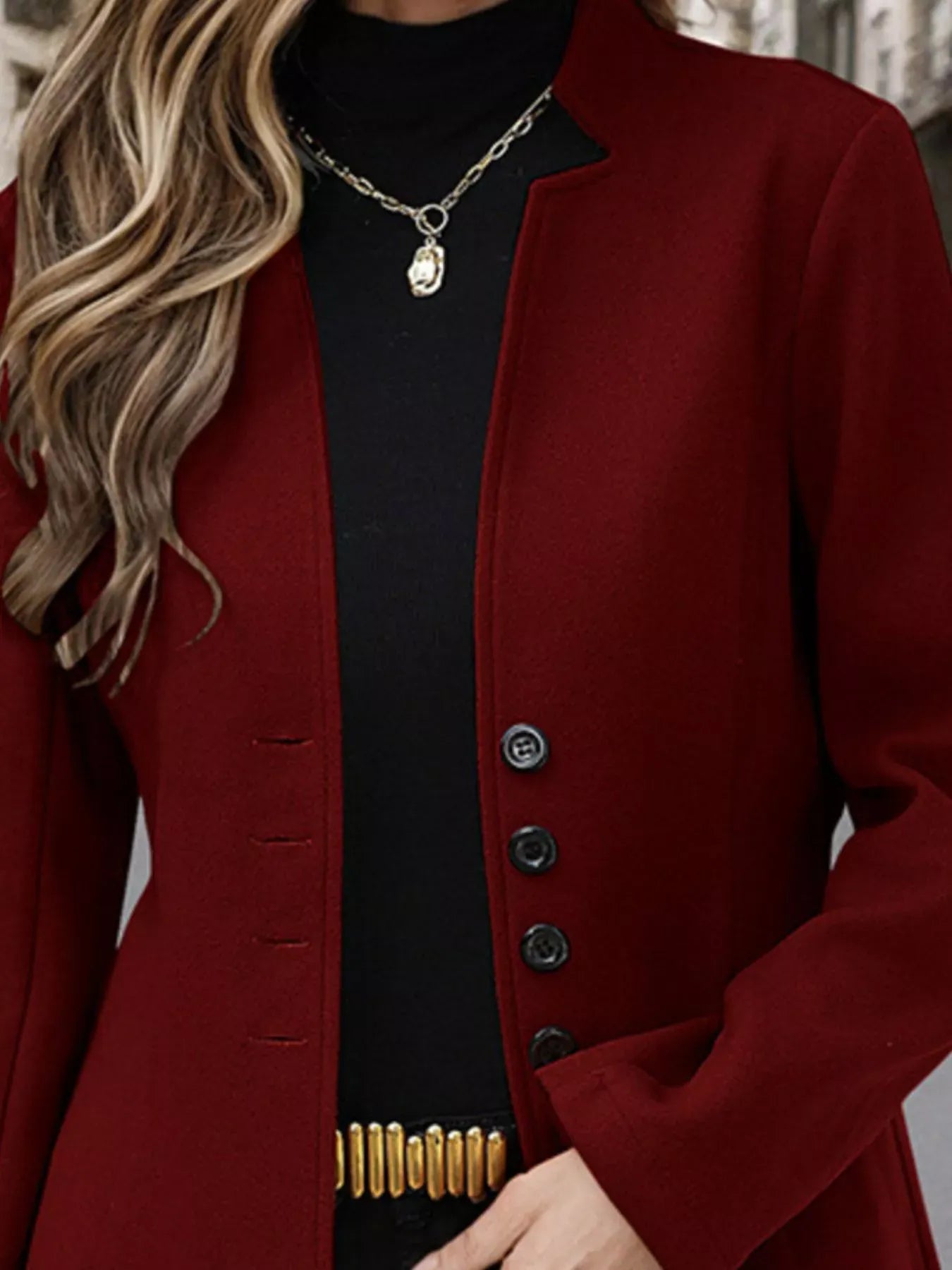 Button Up Long Sleeve Coat The Nichole Collection