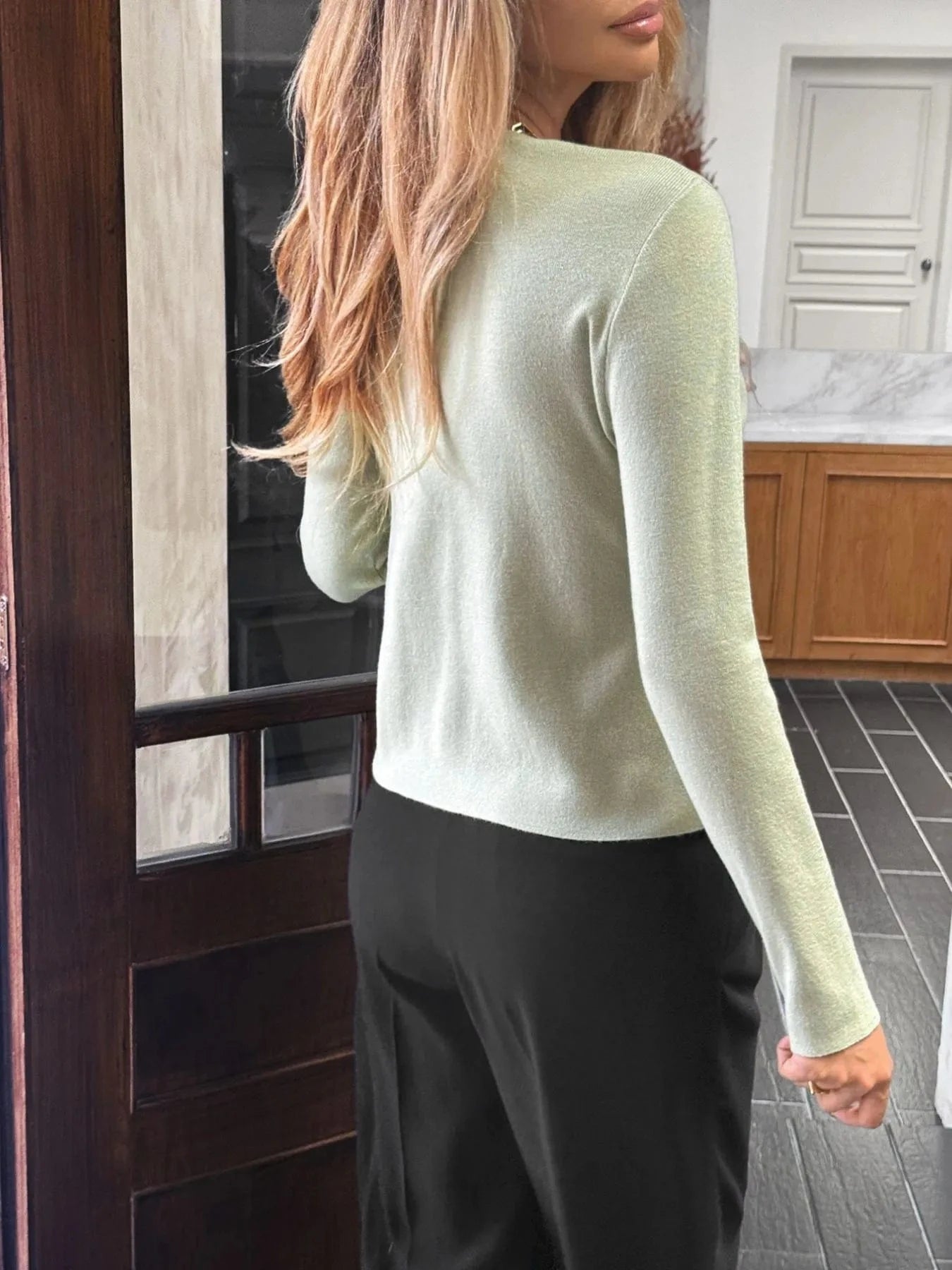 Button-Up Long Sleeve Knit Cardigan Cardigan The Nichole Collection