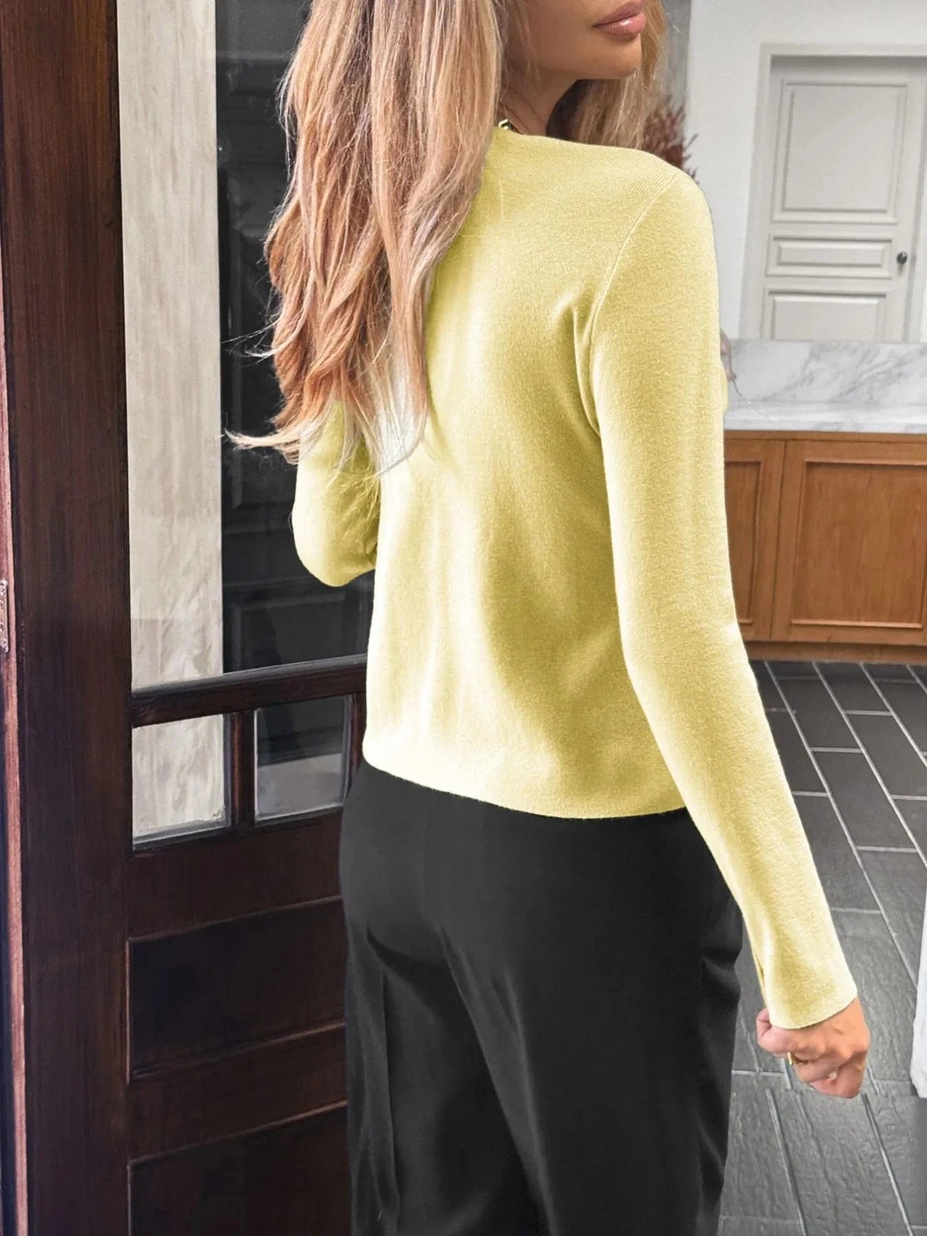 Button-Up Long Sleeve Knit Cardigan Cardigan The Nichole Collection
