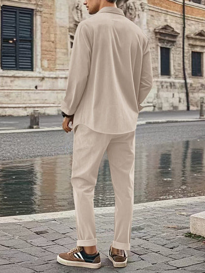Button Up Long Sleeve Shirt and Pants Set | The Nichole Collection