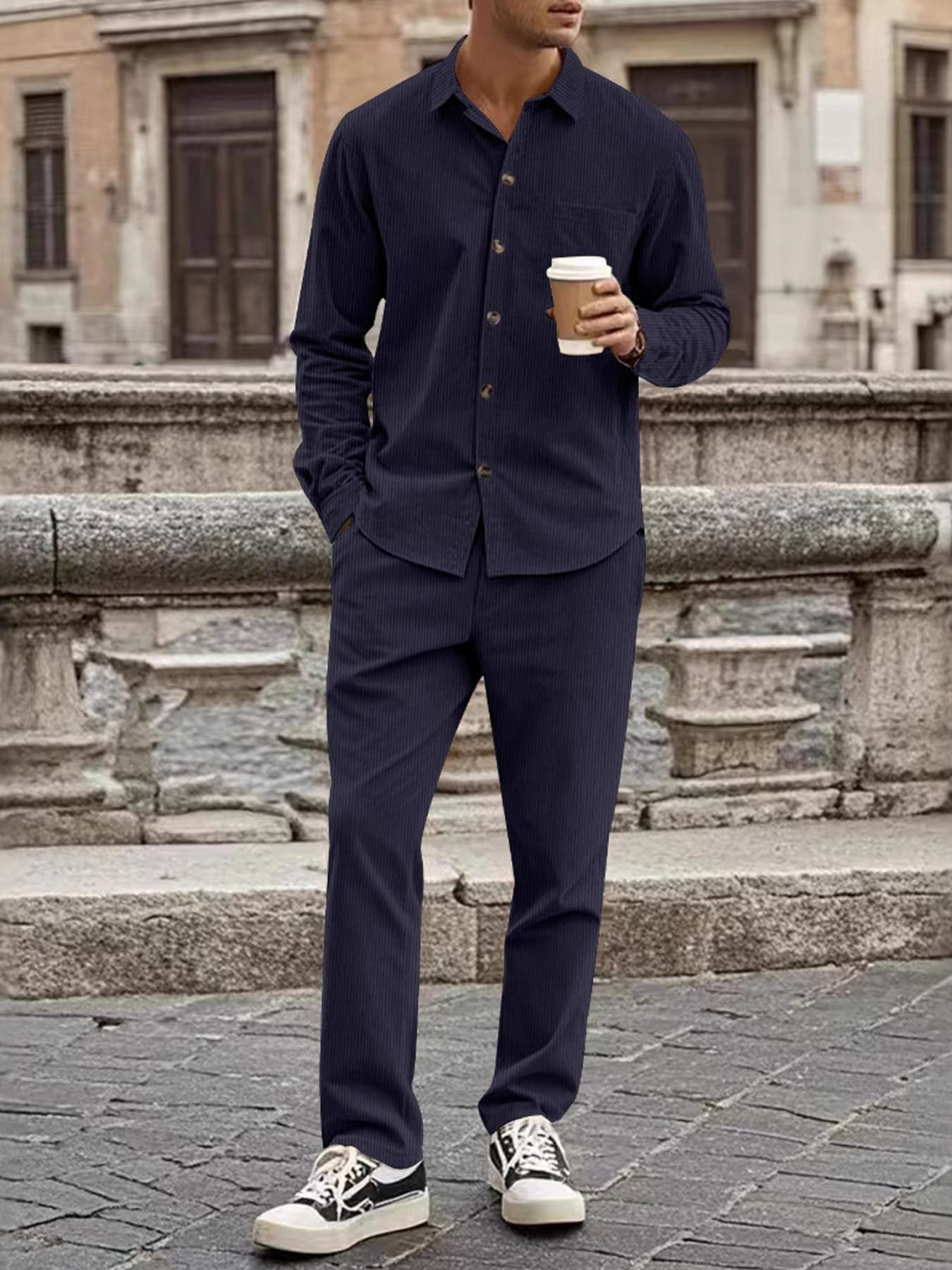 Button Up Long Sleeve Shirt and Pants Set | The Nichole Collection