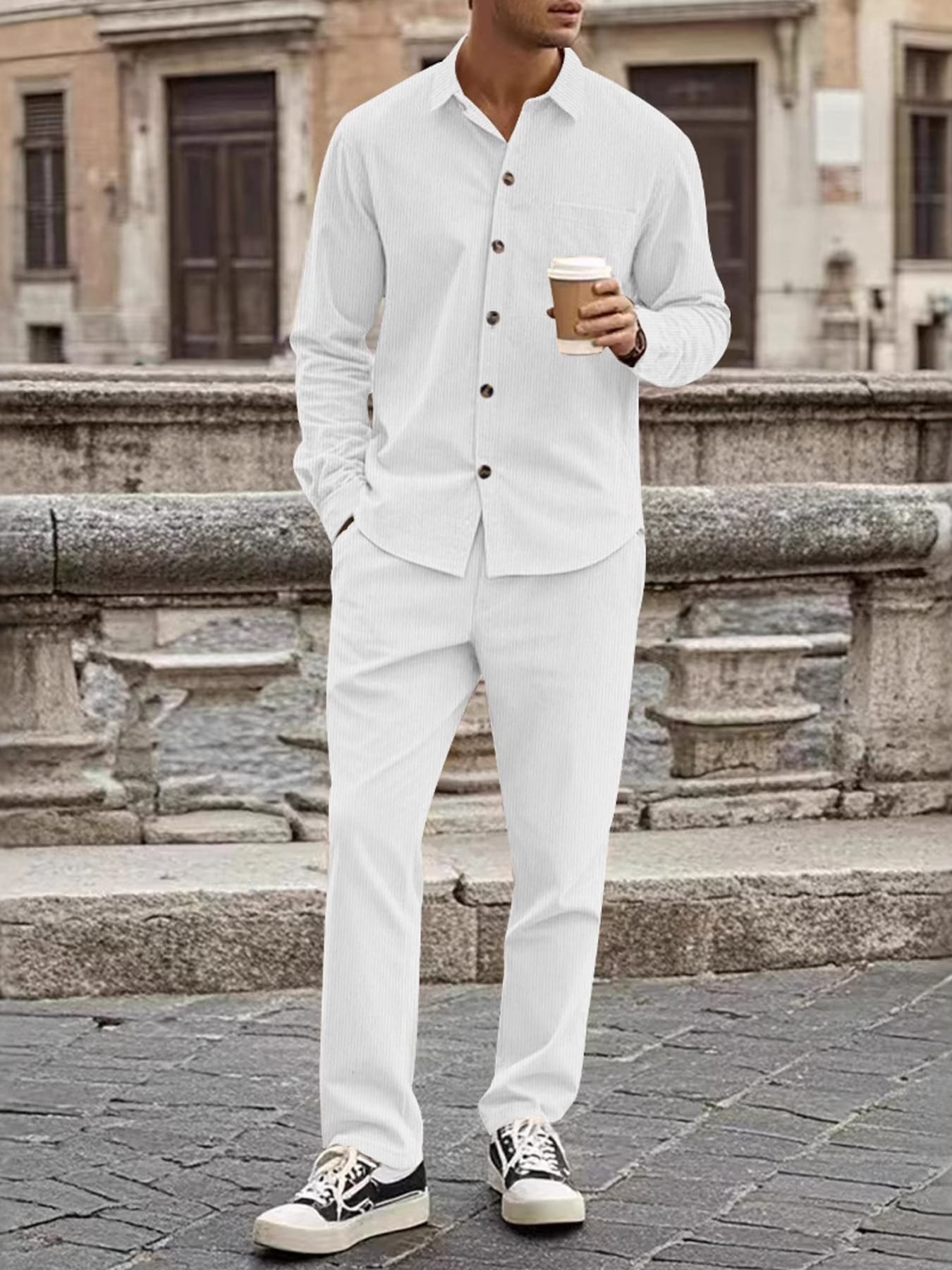 Button Up Long Sleeve Shirt and Pants Set | The Nichole Collection