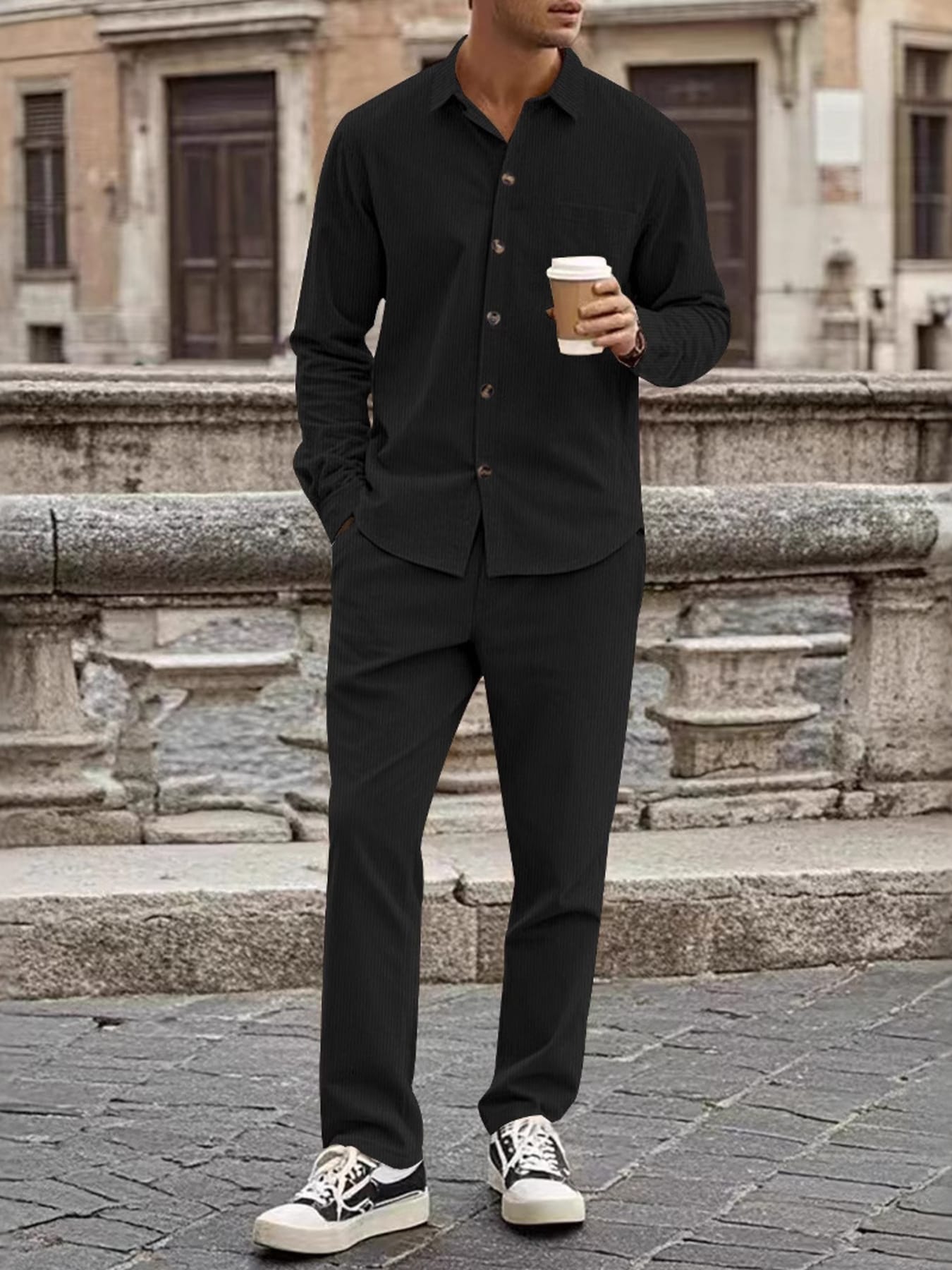 Button Up Long Sleeve Shirt and Pants Set | The Nichole Collection