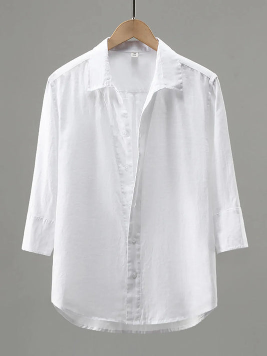 Button Up Long Sleeve Shirt White / M The Nichole Collection
