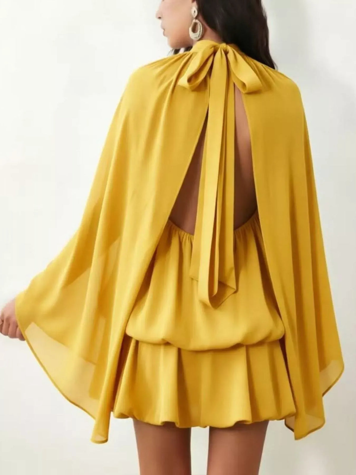 Tie-Back Layered Flare-Sleeve Mini Dress The Nichole Collection - Official Site