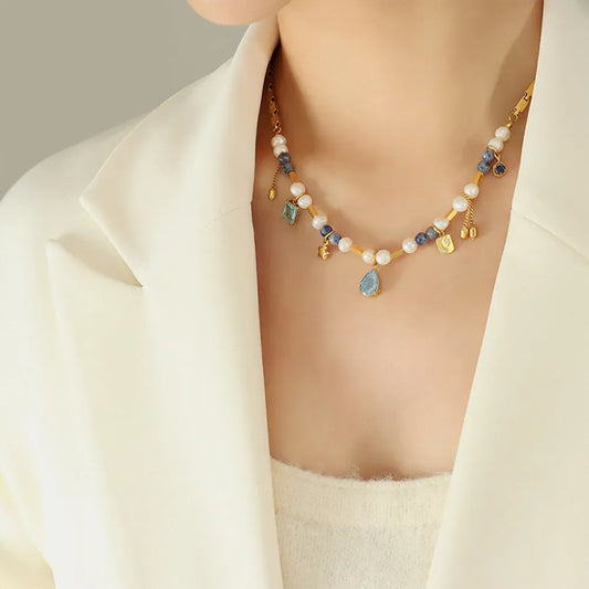 SOMERSET GLASS STONE & PEARL CHOKER The Nichole Collection - Official Site