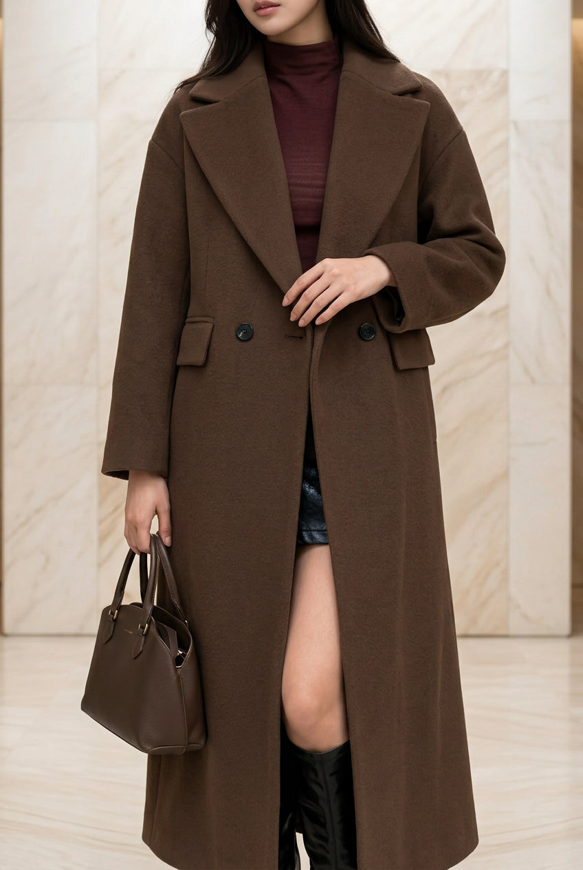 Double-Breasted Longline Coat The Nichole Collection