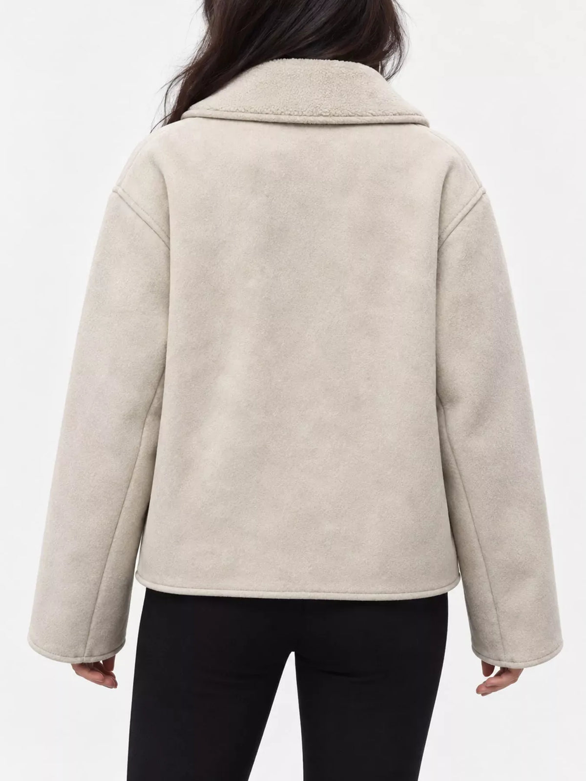 Sherpa-Collar Dropped-Shoulder Jacket The Nichole Collection