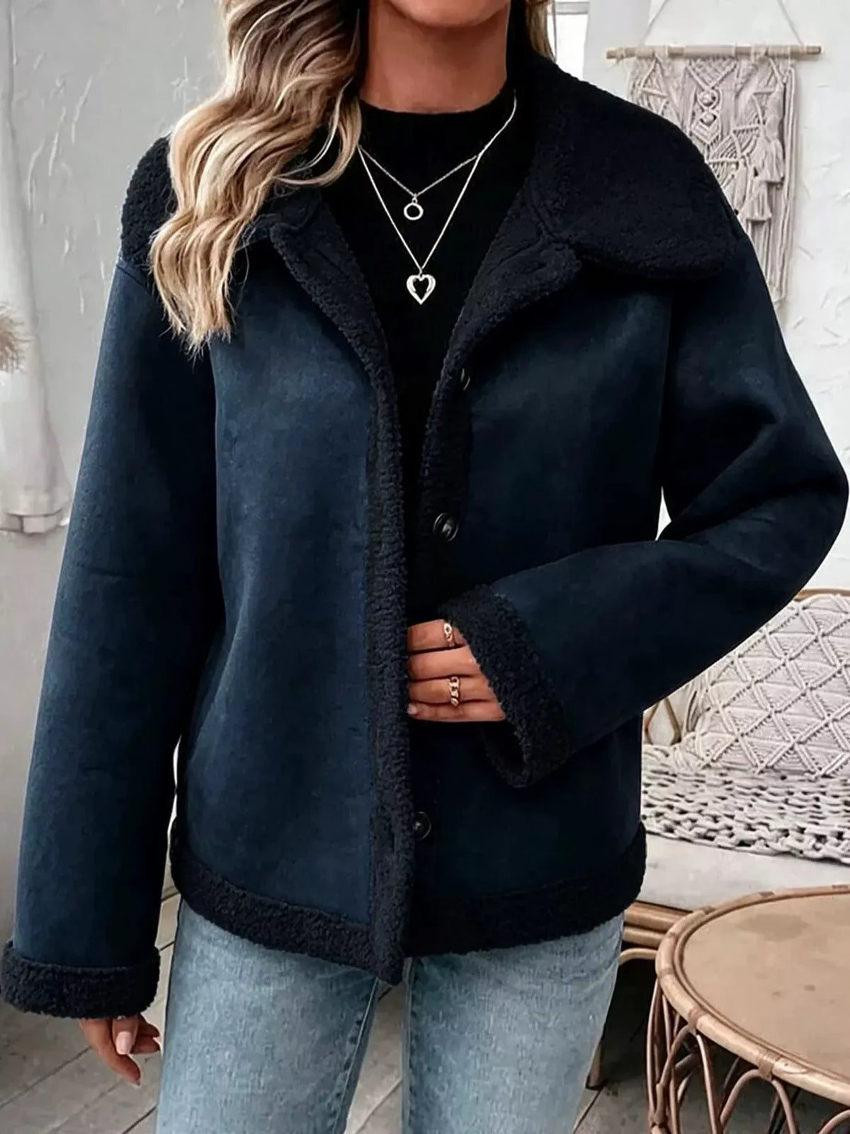 Cashmere-Blend Suede Sherpa Jacket The Nichole Collection