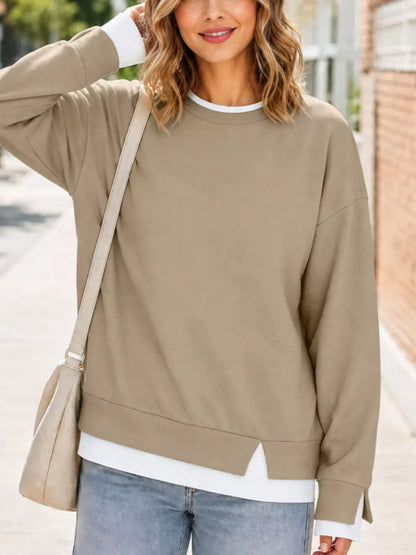 CONTRAST-TRIM CREWNECK SWEATSHIRT The Nichole Collection - Official Site