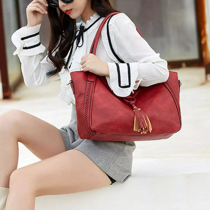 TASSEL-DETAIL FAUX LEATHER SHOULDER BAG The Nichole Collection - Official Site