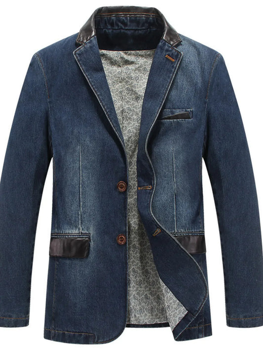 Men's Lapel-Collar Denim Blazer The Nichole Collection