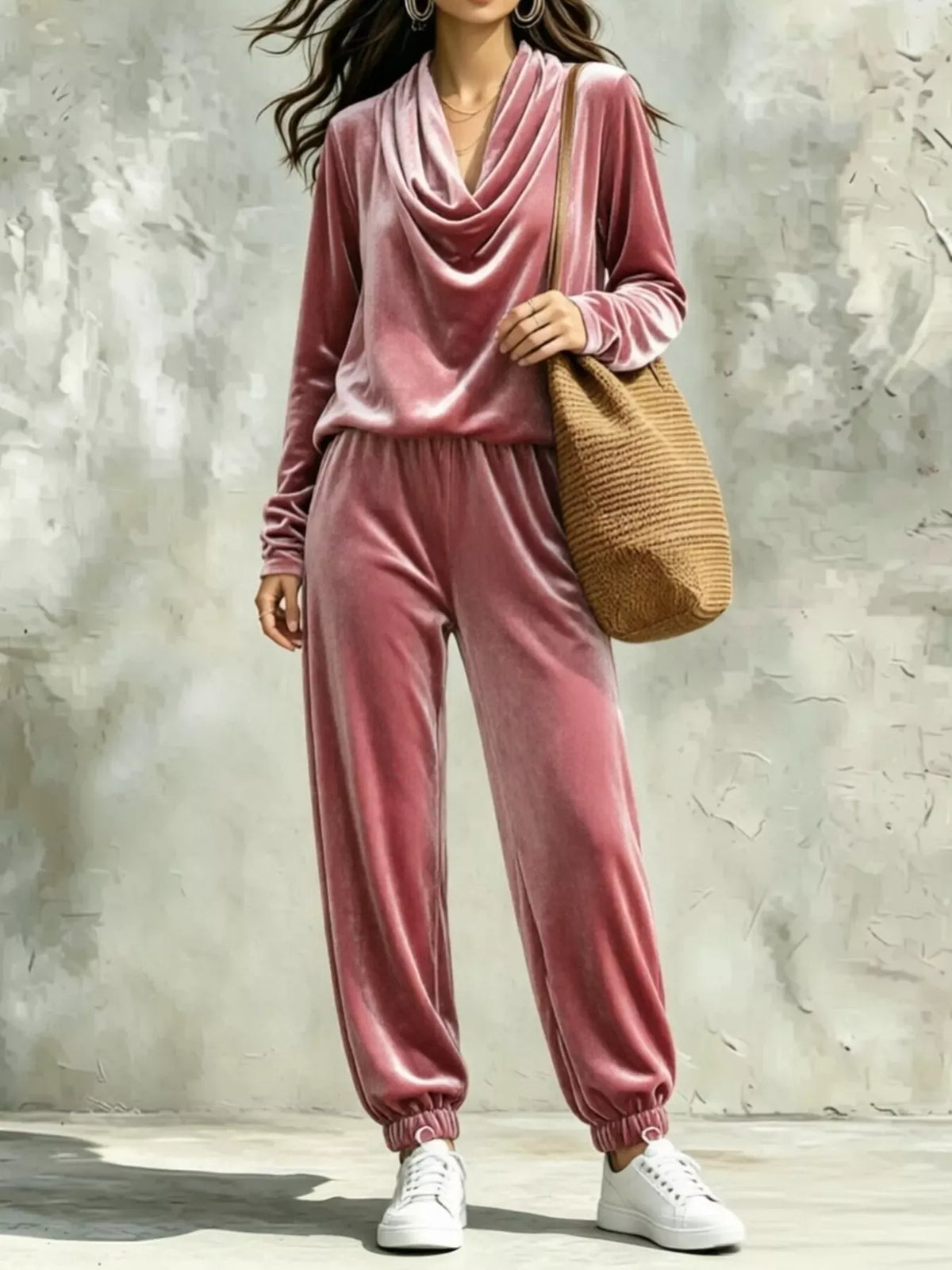 Velvet Cowl-Neck Top & Jogger Pants Set The Nichole Collection - Official Site