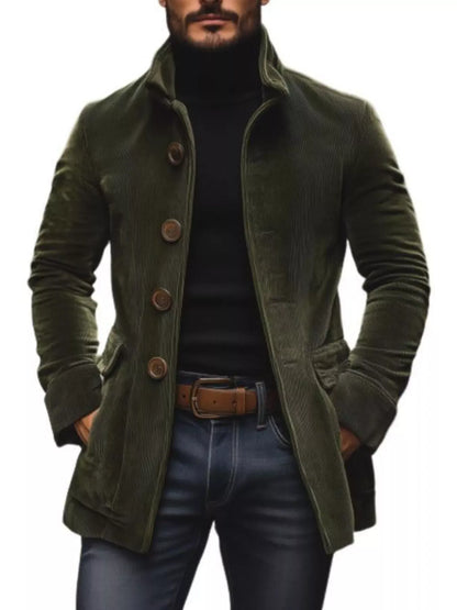 Men's Vintage Single-Breasted Stand-Collar Coat Jonathan M Collection