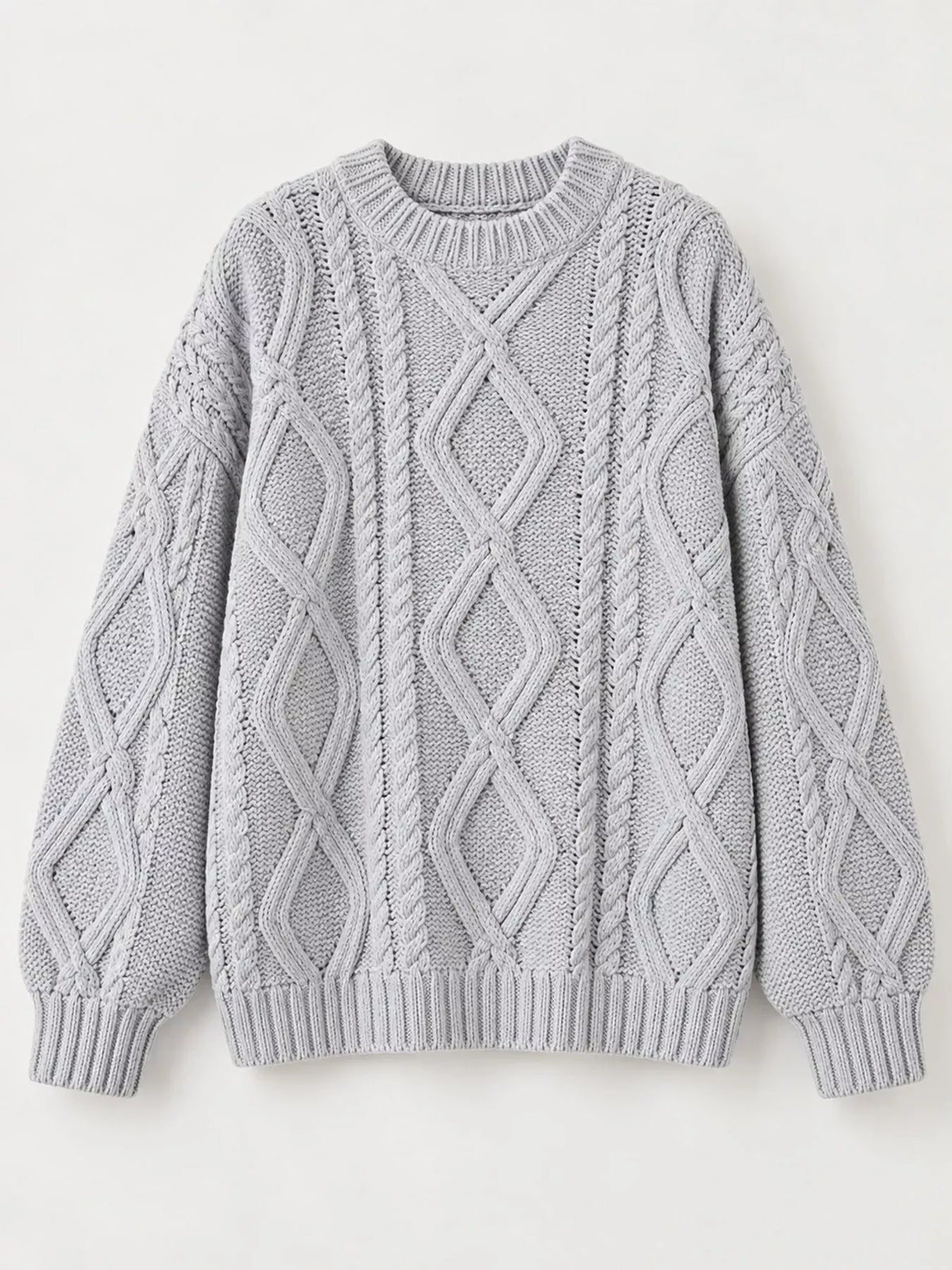 Cable-Knit Round-Neck Sweater The Nichole Collection