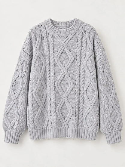 Cable-Knit Round-Neck Sweater The Nichole Collection