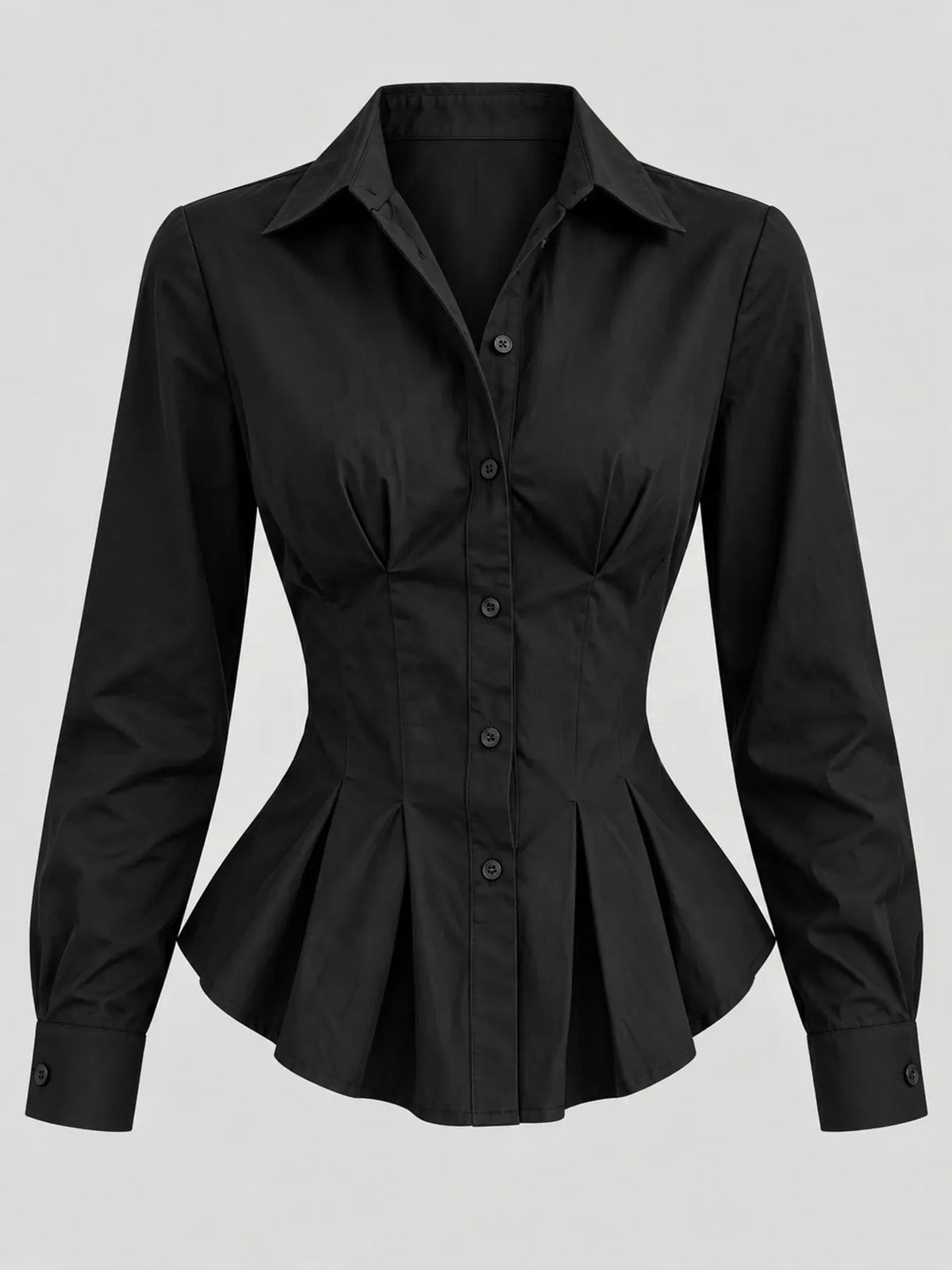 Button-Down Peplum Blouse with Fitted Waist The Nichole Collection
