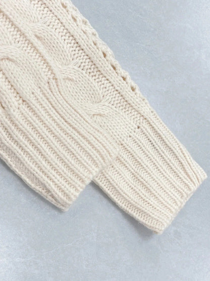Cable Knit Belted Cardigan with Button Front Cardigan The Nichole Collection