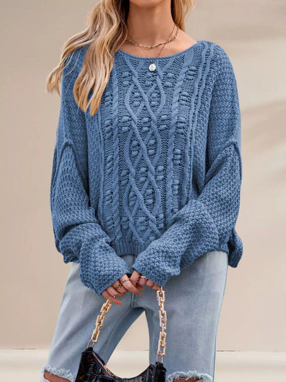 Cable Knit Dropped Shoulder Sweater The Nichole Collection - Official Site