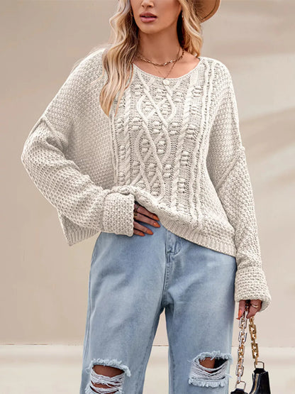 Cable Knit Dropped Shoulder Sweater The Nichole Collection - Official Site