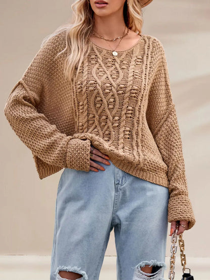 Cable Knit Dropped Shoulder Sweater The Nichole Collection - Official Site