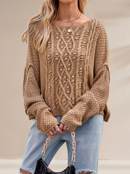 Cable Knit Dropped Shoulder Sweater The Nichole Collection - Official Site