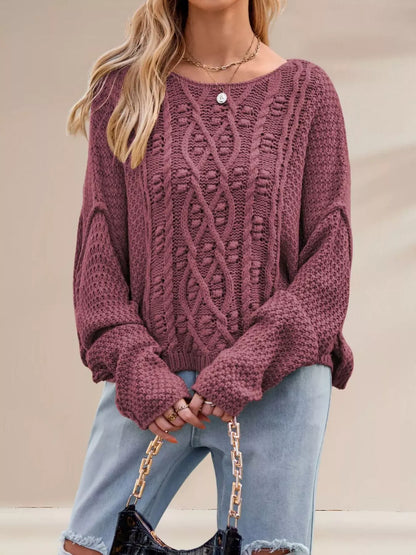 Cable Knit Dropped Shoulder Sweater The Nichole Collection - Official Site