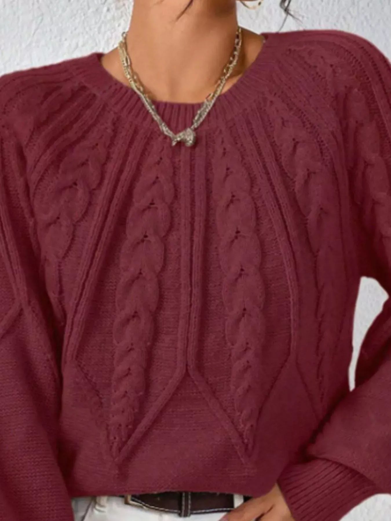 Cable Knit Long Sleeve Sweater Sweaters The Nichole Collection