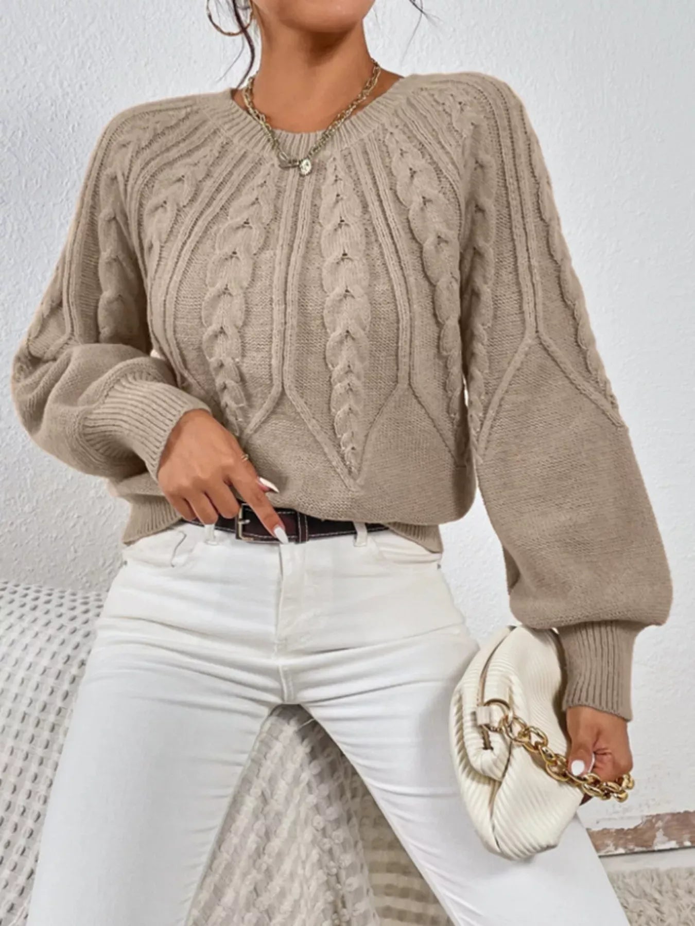 Cable Knit Long Sleeve Sweater Sweaters The Nichole Collection