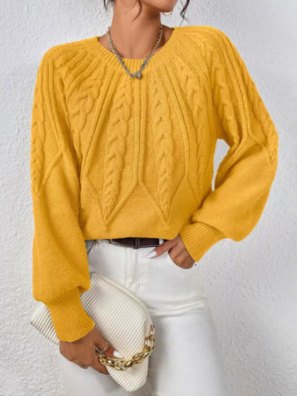 Cable Knit Long Sleeve Sweater Sweaters Ginger / S The Nichole Collection