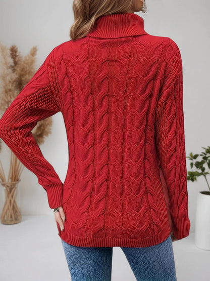 Cable Knit Turtleneck Long Sleeve Sweater Sweaters The Nichole Collection