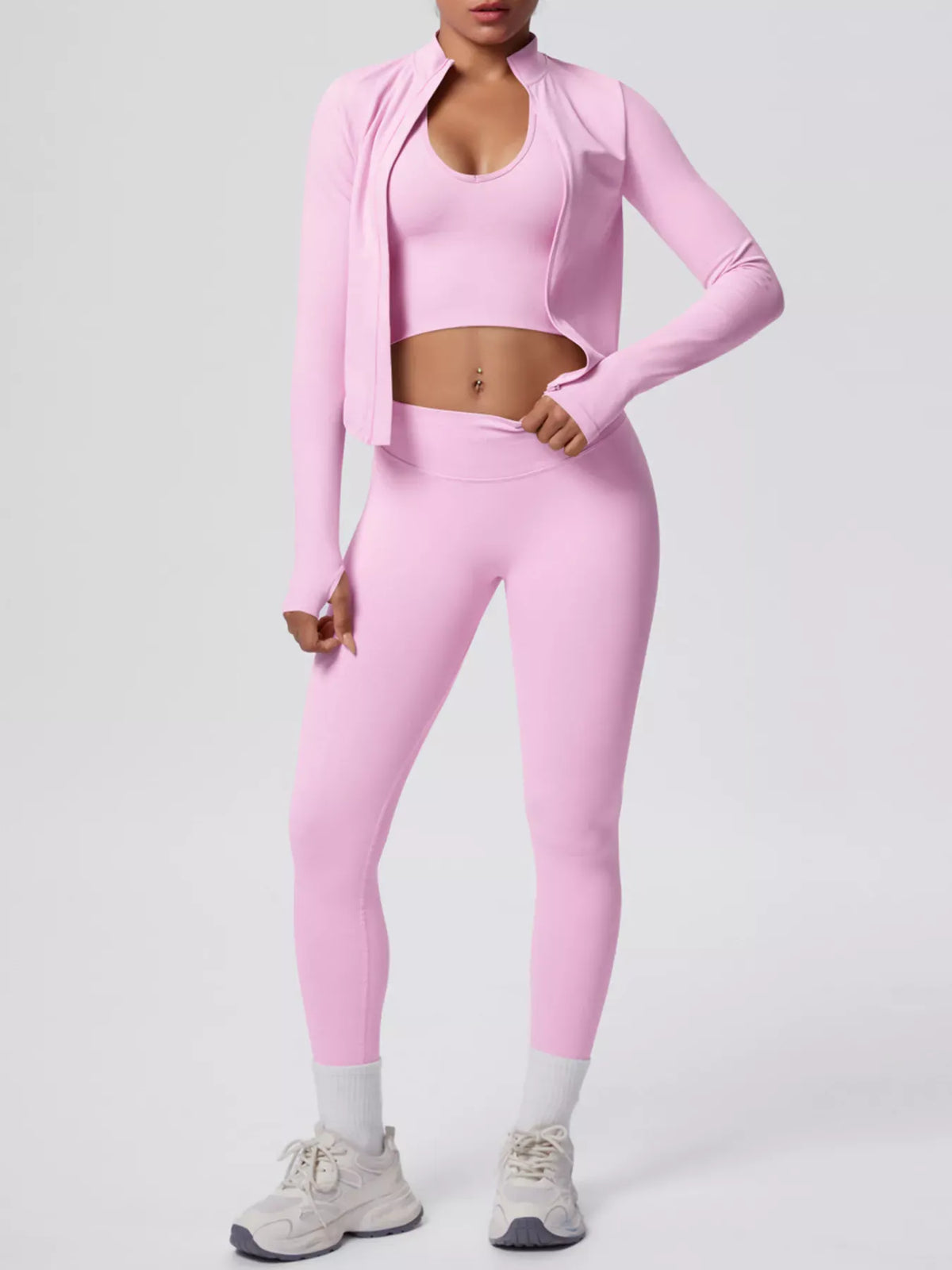 Tank, Zip-Up Jacket and Leggings Active Set The Nichole Collection - Official Site