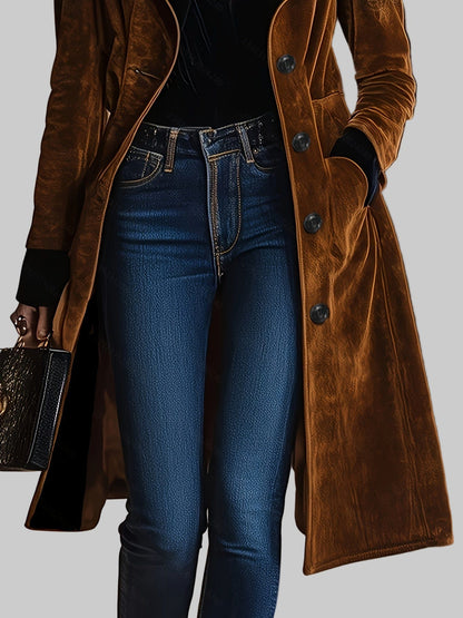 Caramel Heritage Wool-Blend Single-Breasted Turn-Collar Jacket Coats The Nichole Collection