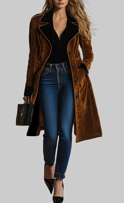 Caramel Heritage Wool-Blend Single-Breasted Turn-Collar Jacket Coats The Nichole Collection