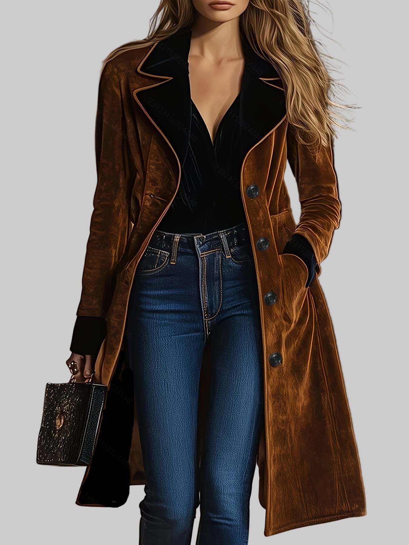 Caramel Heritage Wool-Blend Single-Breasted Turn-Collar Jacket Coats The Nichole Collection