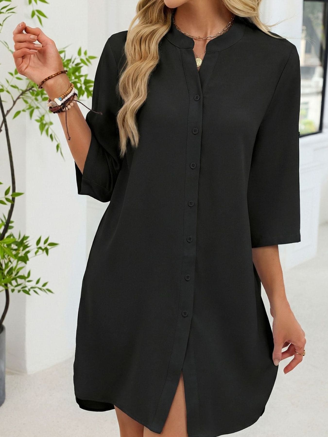 Casual Button-Down Shirt Dress The Nichole Collection