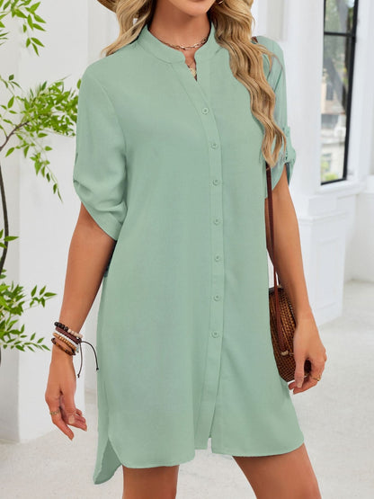 Casual Button-Down Shirt Dress The Nichole Collection