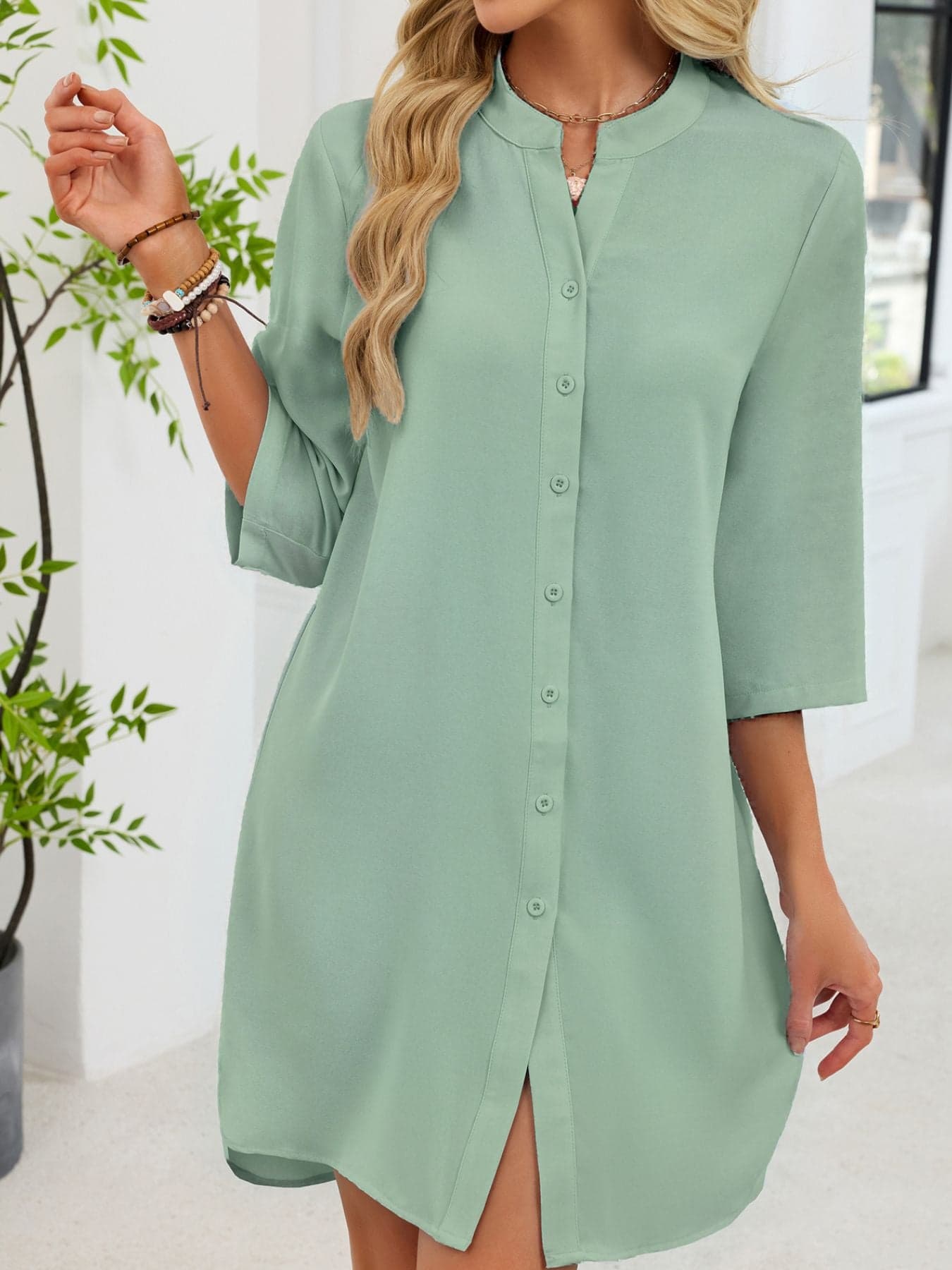 Casual Button-Down Shirt Dress The Nichole Collection