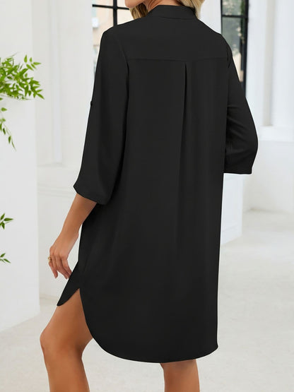 Casual Button-Down Shirt Dress The Nichole Collection