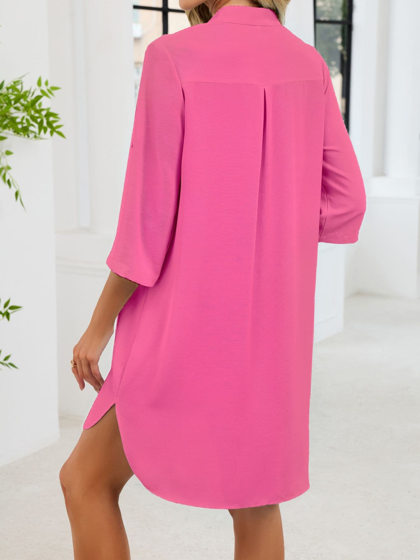 Casual Button-Down Shirt Dress The Nichole Collection